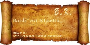 Balázsi Klaudia névjegykártya