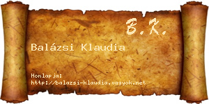 Balázsi Klaudia névjegykártya